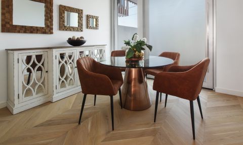 Cooper Dining Table Copper Buy In Australia - Vetro with regard to Cooper Dining Table, Silver